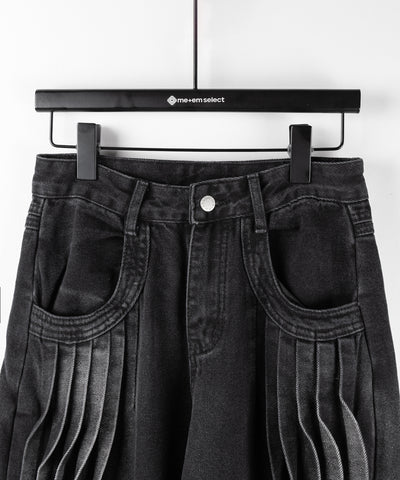 【 ４size 】カーゴプリーツブラックヴィンテージワイドデニム ／cargo pleated black vintage wide denim