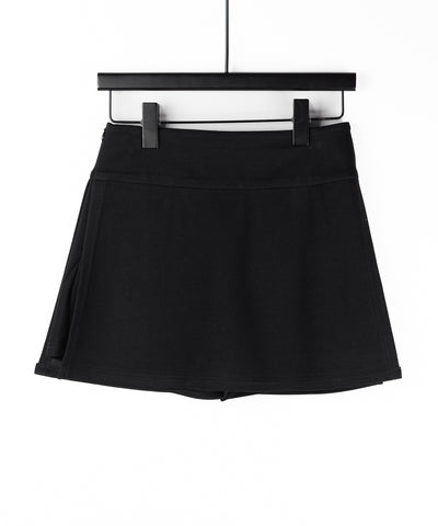 【 ２color ／ ３size 】サイドスリットレイヤードスウェットミニスカパン ／ side slit layered sweat mini skirt pants
