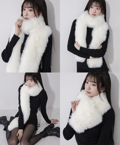 フェイクファーボリュームロングマフラー ／ fake fur volume long muffler