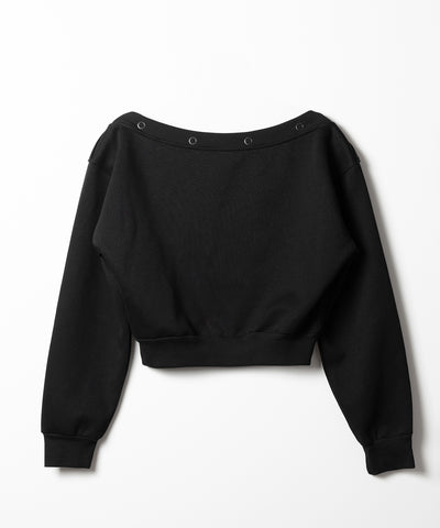 レタリングロゴワンショルスウェットトップス ／ Lettering logo one-shoulder sweat tops