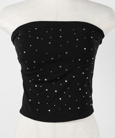 ラインストーンスリムフィットベアトップ ／ Rhinestone slim fit bare top