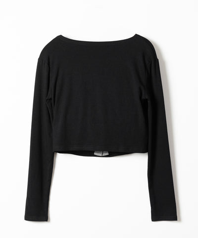【 ２点セット 】バイカラーボタンベアトップス＆ショートカーディガン SET ／ bicolor button bare top & short cardigan SET