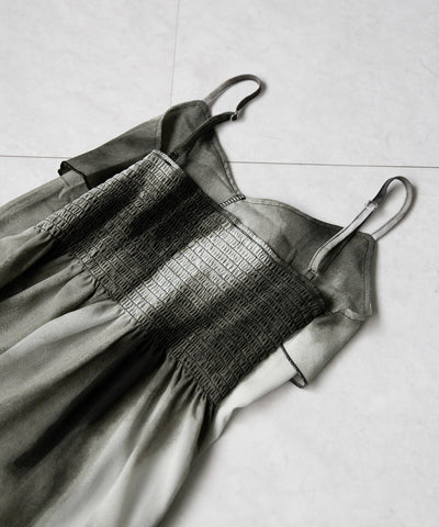 タイダイサテンアシンメトリーフリルキャミソールビスチェ ／ tiedye satin asymmetry frill camisole bustier
