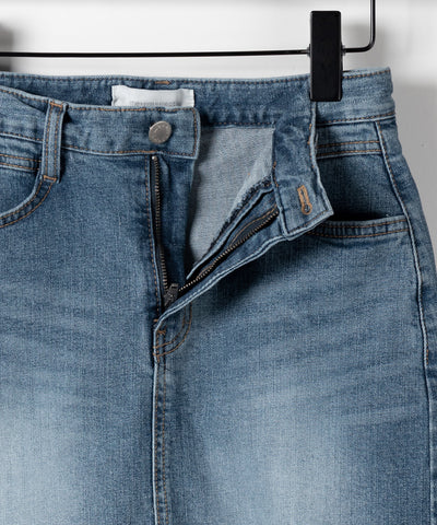 【 ３size 】ウォッシュデニムストレッチダメージミニスカパン ／ wash denim stretch damaged mini skirt