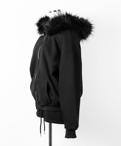 【 セットアップ 】裏起毛ファーフードオーバージップパーカー＆スウェットショートパンツ ／ Urakimo fur over zip hoodie ＆ sweat short pants SETUP