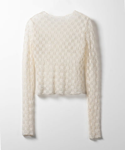 【 ２color 】デイジーレースチュールシアートップス ／ daisy race tulle sheer tops