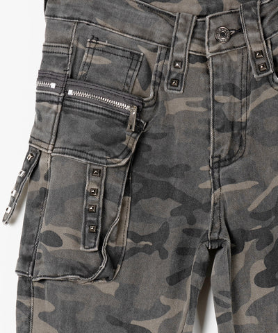 ヴィンテージカモフラ迷彩ダメージフレアデニムパンツ ／ vintage camouflage damage flared denim pants