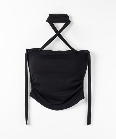【 ３color ／ カップ付 】ロングチョーカークロスネックキャミソール ／ long choker cross neck camisole