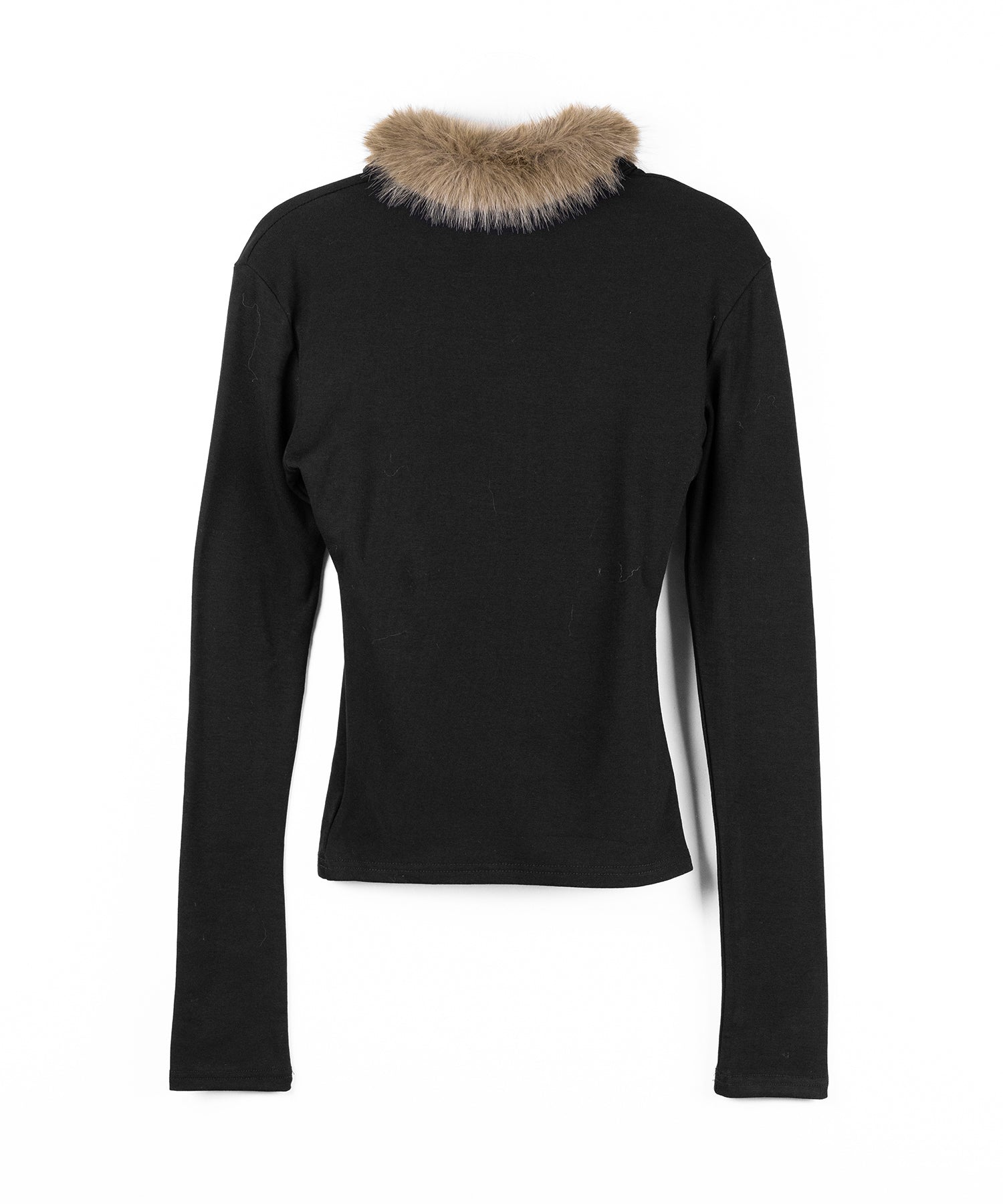 【 裏起毛 】ファーカラーヘンリーネックトップス ／ urakimo fur collar henley neck tops