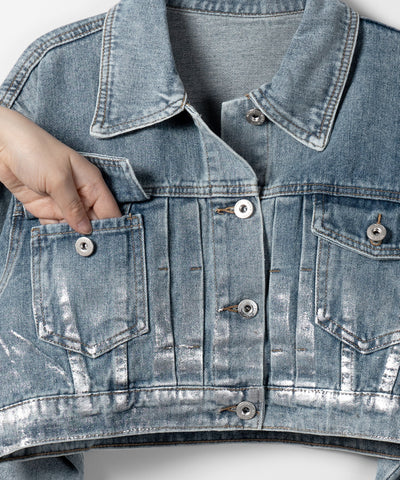 箔プリントショートデニムジャケット ／ haku print short denim jacket