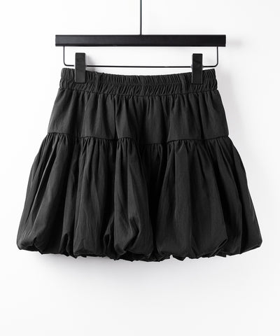 【 ２color ／インパン裏地付き 】ティアードコットンバルーンミニスカート ／ tiered cotton balloon mini skirt