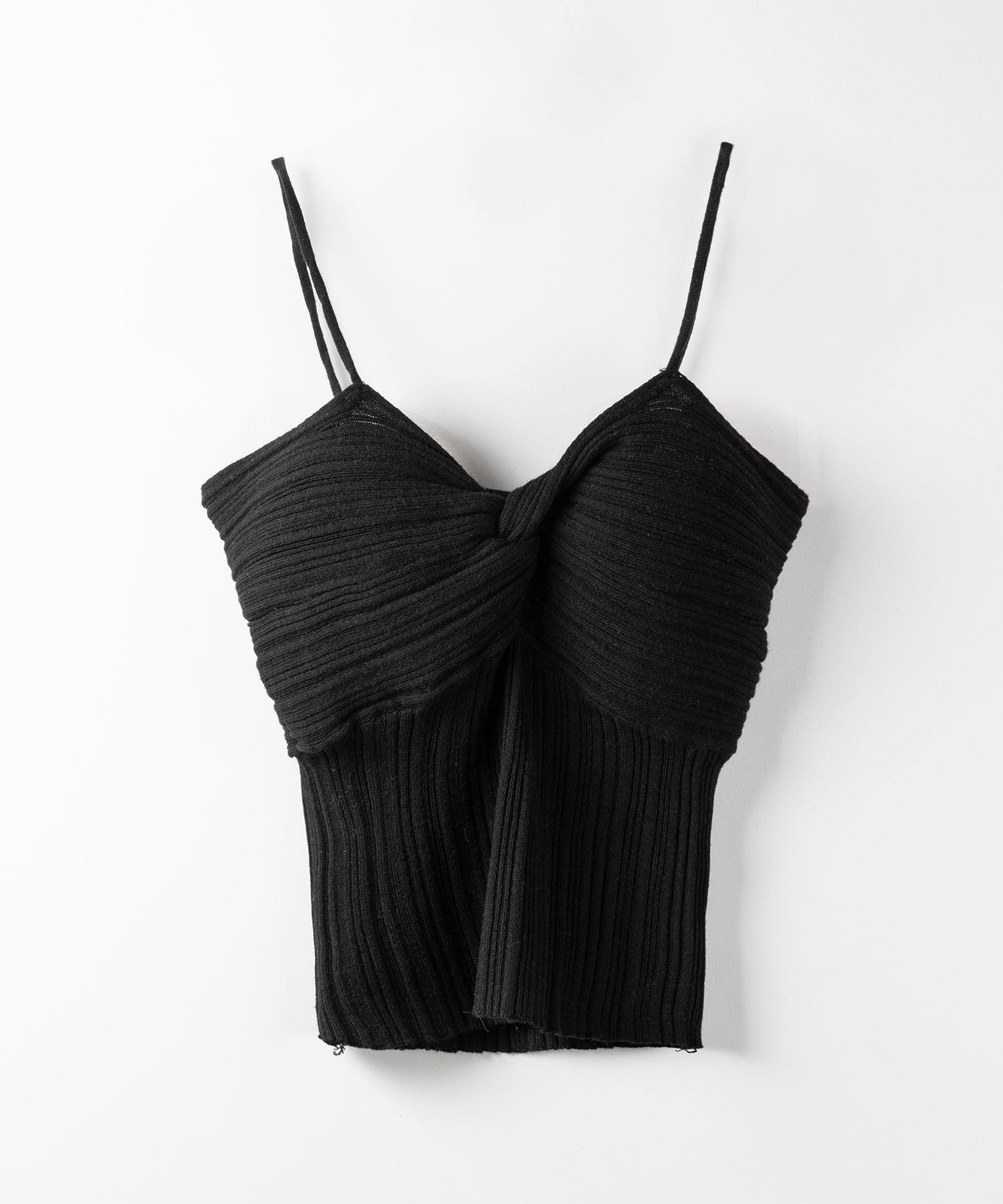 【 2点セット 】ツイストリブニットキャミソール ＋シアーリブショートカーディガン SET ／ twisted rib knit camisole + sheer rib short cardigan SET