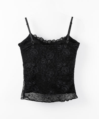 【 ２color 】フロントリボンレースレイヤードキャミソール ／ front ribbon lace layered camisole