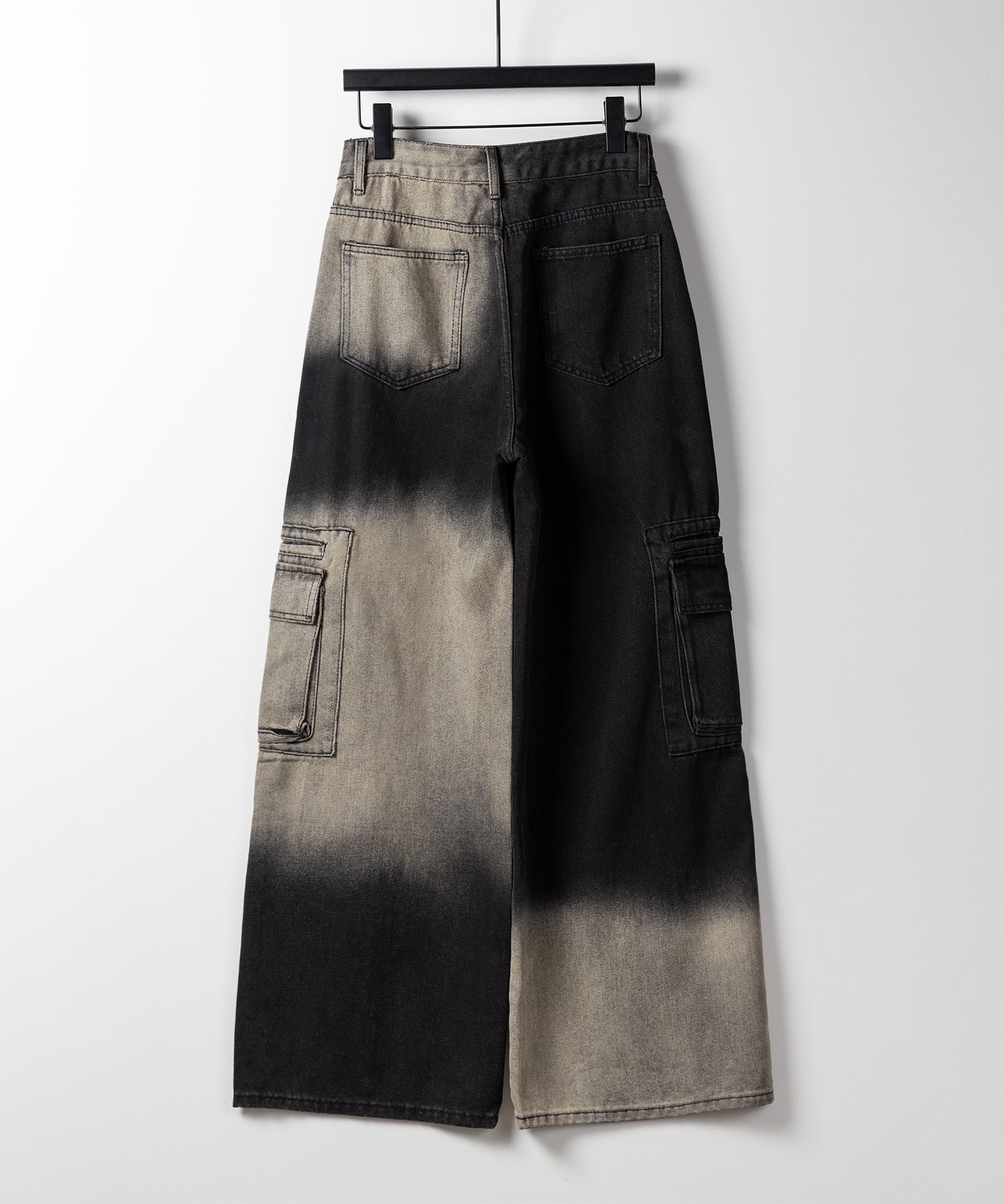 【 ２color ／４size 】ブロッキングバイカラーオーバーダイワイドデニム ／ blocking bicolor overdye wide denim