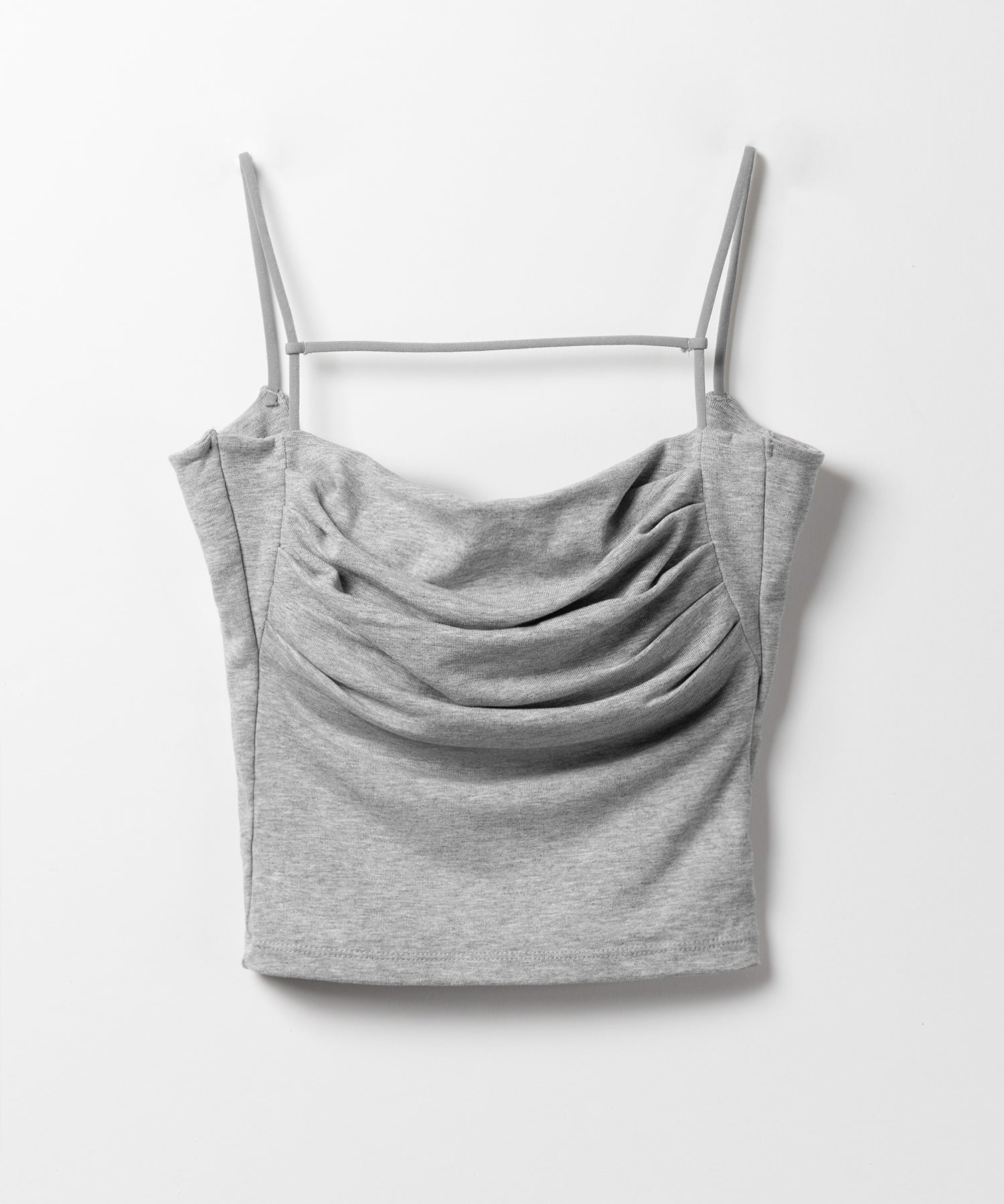 【 カップ付き／２WAY 】ラインストラップタックショートキャミソール ／ line strap tuck short camisole