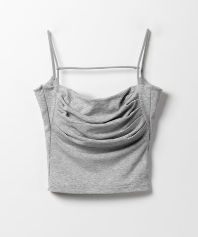 【 カップ付き／２WAY 】ラインストラップタックショートキャミソール ／ line strap tuck short camisole
