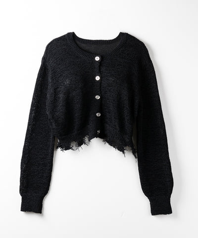 【 ３color 】ダメージシアーニットショートカーディガン ／ damage sheer knit short cardigan