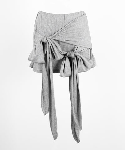 ダブルレイヤードリボンドレープミニスカパン ／ double layered ribbon draped mini skirt pants