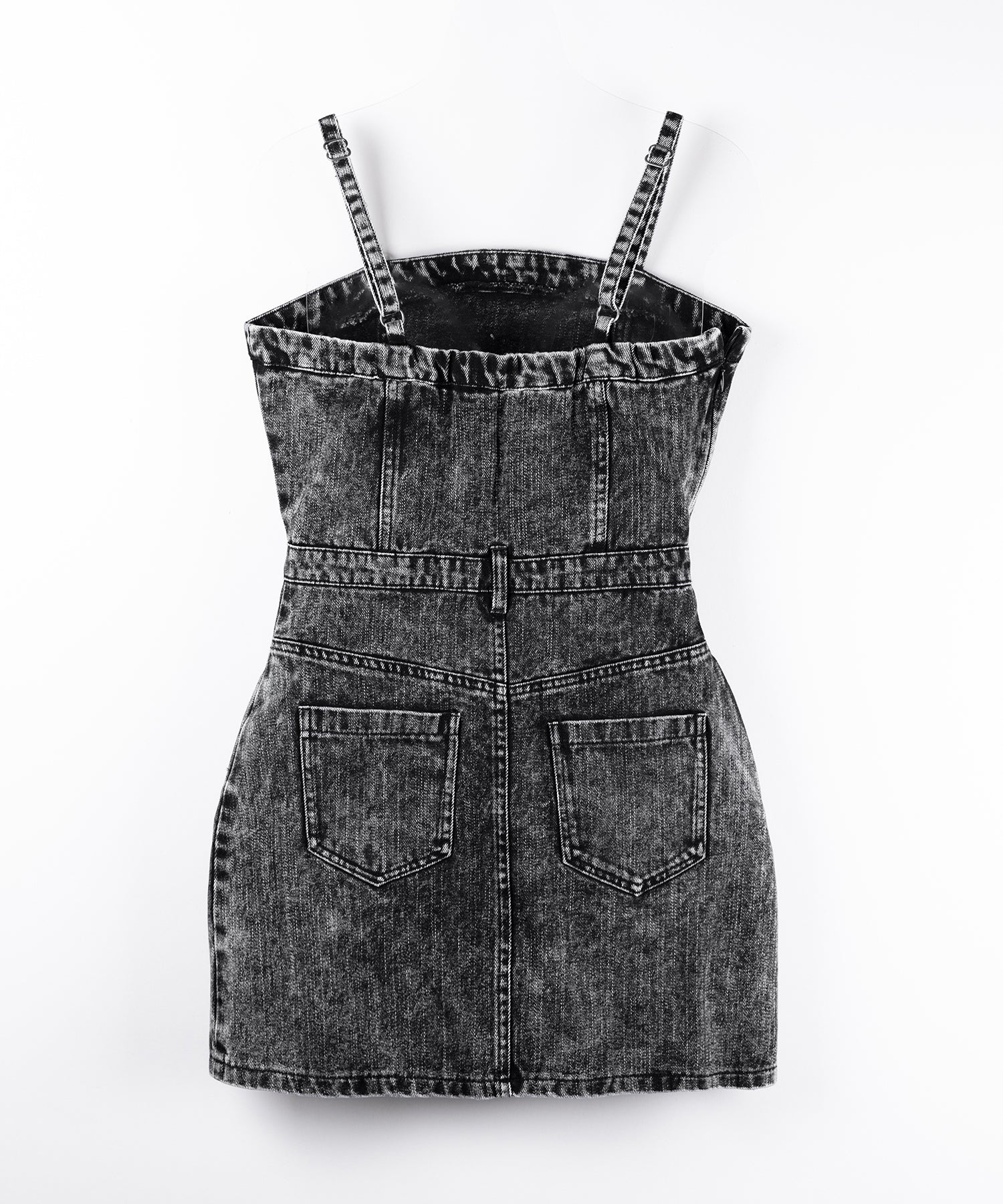 【 セットアップ着用可能 】ヴィンテージケミカルブリーチストラップデニムキャミワンピース ／ vintage chemical bleach strap denim cami onepiece