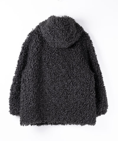 【 限定先行販売 】プードルボアミドルフーディコート ／ poodle boa middle hoodie coat