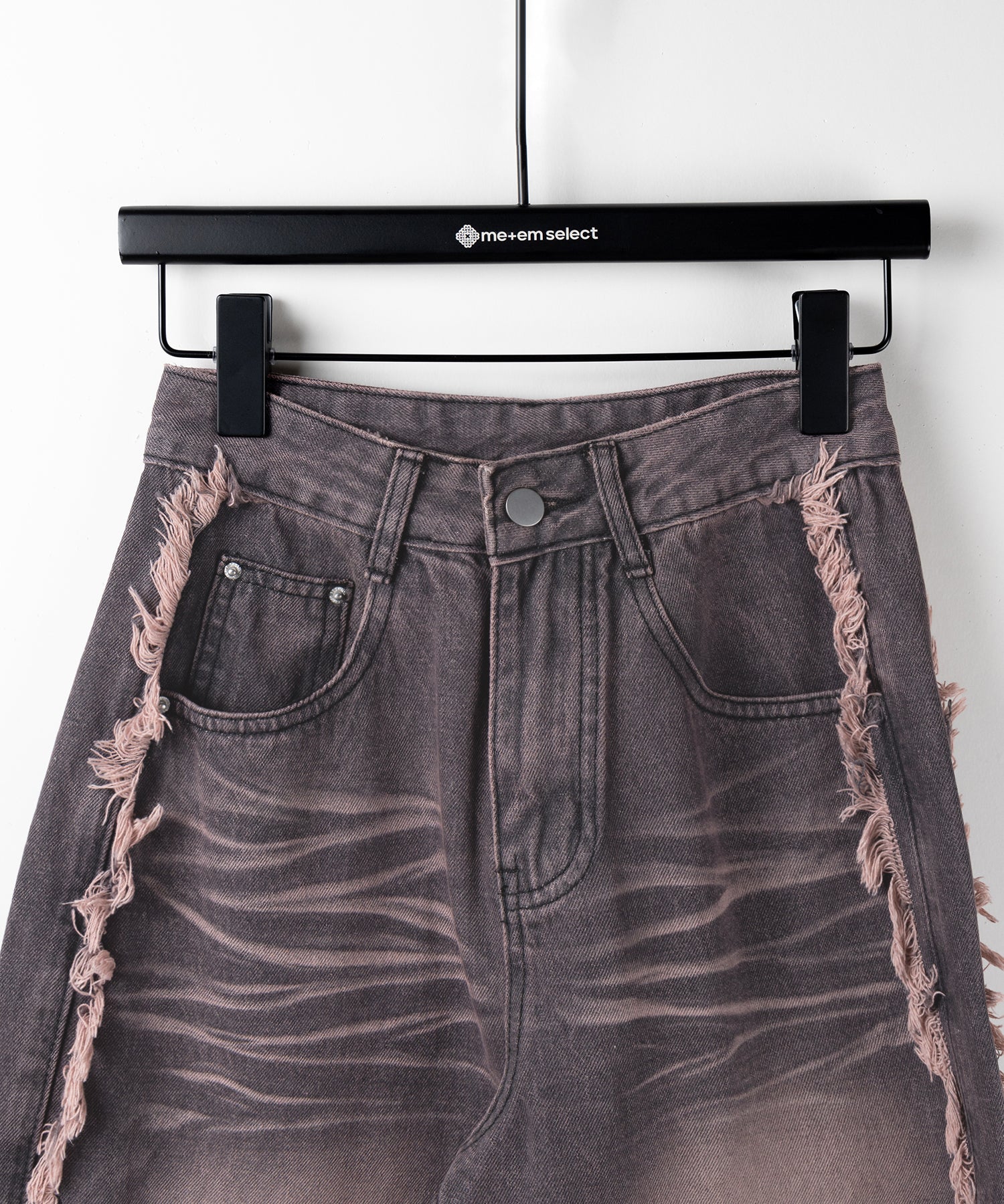 【 ３SIZE 】ヴィンテージピンクウォッシュダメージワイドデニム ／ vintage pink wash damage wide denim