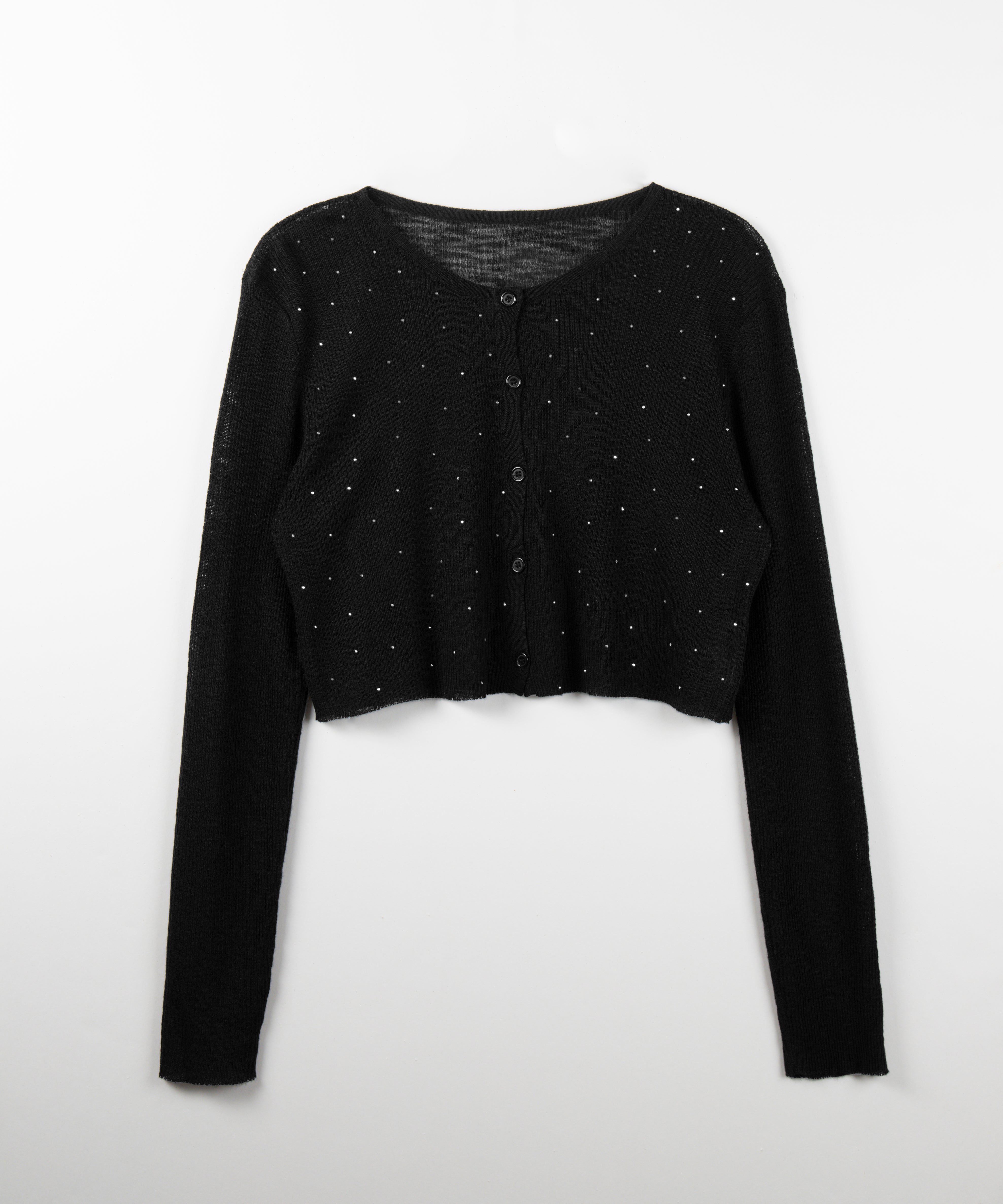 ラインストーンシアーニットカーディガン ／ Rhine stone sheer knit cardigan