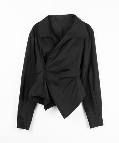 タックレイヤードアシンメトリーミディシャツ ／ tuck layered asymmetry midi shirts