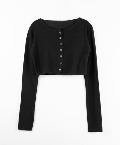 ミニボタンショートリブニットカーディガン ／ mini button short rib knit cardigan