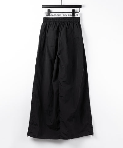 【 ２color ／ 裾絞り可能 】ウエストロゴナイロンライクワッシャーワイドパンツ ／ waist logo nylon-like washer wide pants