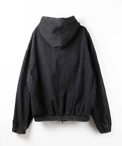 【 ２color 】ヴィンテージデニムダブルジップフードブルゾン ／ vintage denim double zip hoodie blouson