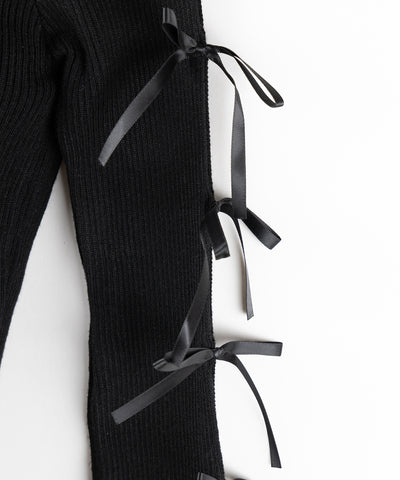 【 ２color 】カットアウトリボンショートリブニット ／ cut out ribbon short rib knit