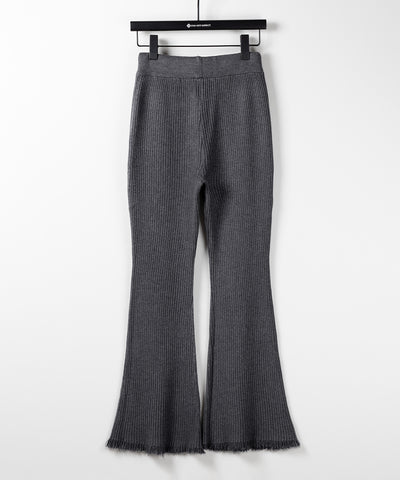 【 ２color 】フリンジリブニットフレアパンツ ／ fringe lib knit flare pants