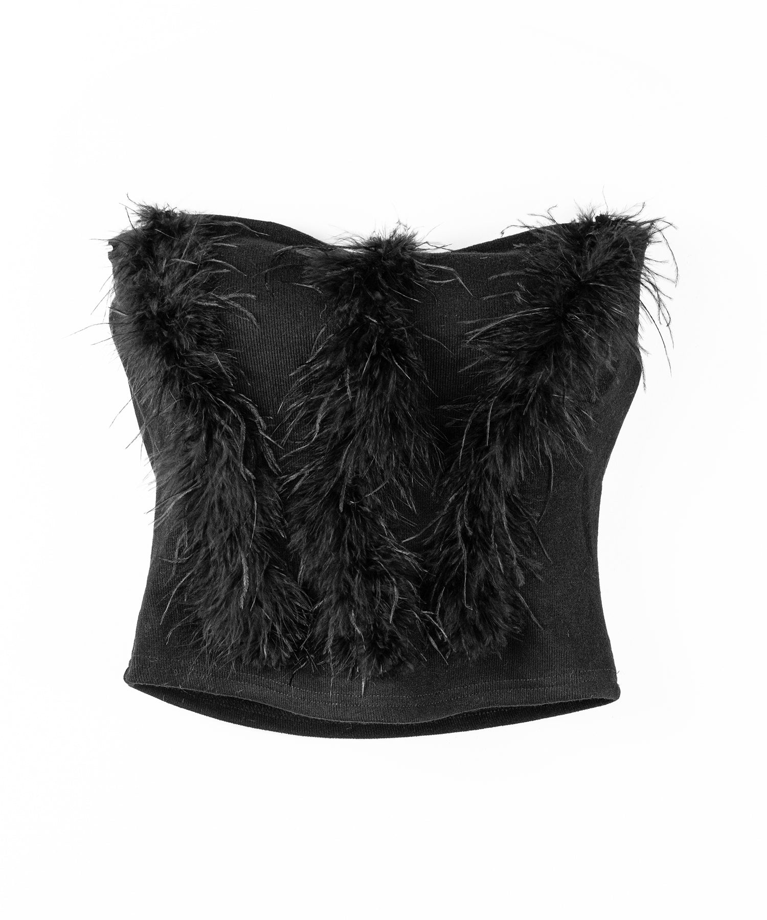 フェザーファードッキングビスチェベアトップ ／ feather fur docking bustier bare tops