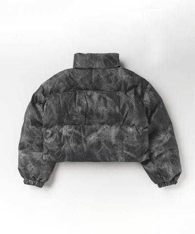 【 セットアップ着用可能 】ヴィンテージライクフェイクレザーショートダウンジャケット ／ vintage like fake leather short down jacket