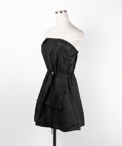 【 ２color 】アウトポケットナイロンカーゴミニワンピ ／out pocket nylon cargo mini onepiece
