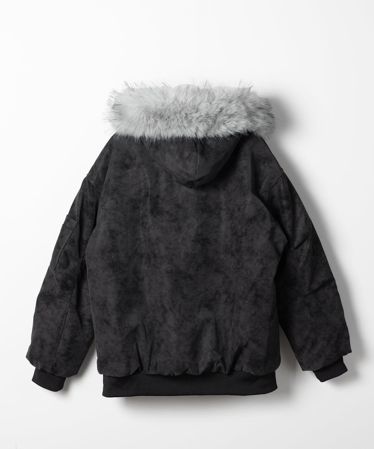 ファーフードヴィンテージフェイクレザーオーバーブルゾン ／ fur hooded vintage fake leather over blouson