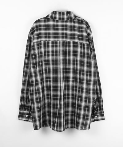 ビッグシルエットブラックシアーチェックシャツ ／ big silhouette black sheer check shirt