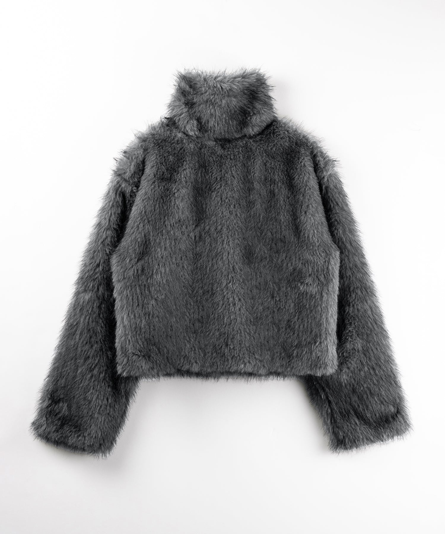 スタンドカラーミックスファーショートコート ／ stand-collar mix fur short coat