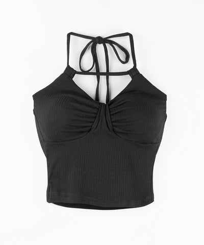 【 ２点セット 】 ２WAYストラップリブキャミソール ＋ フロントリボンショートカーディガン SET ／ 2WAY strap lib camisole + front ribbon short cardigan