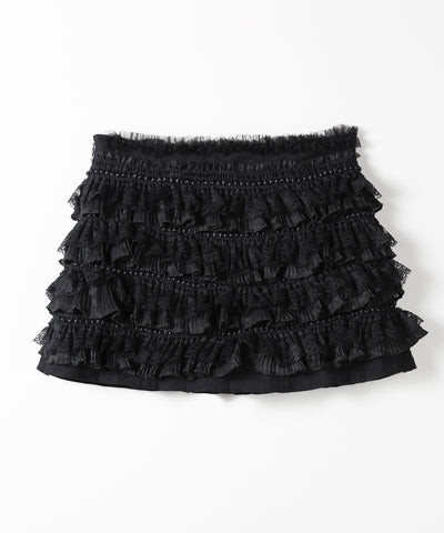 【  インパン裏地付 】フリルレースミニスカート ／ frill lace mini skirt