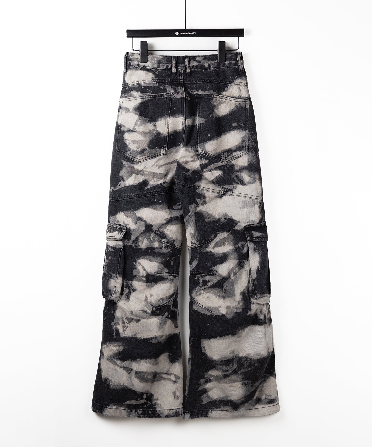 【 ２color ／ ４size 】クラッシュブリーチストレートカーゴデニム ／crash bleach straight cargo denim