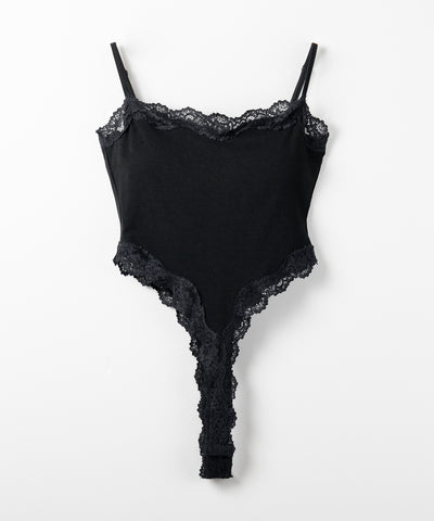 カットアウトレースポイントボディスーツキャミソール ／cutout lace point bodysuit camisole