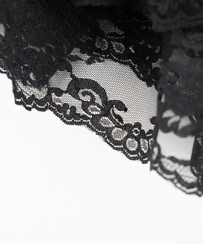 【 ２color 】ストラップリボンレースフリルミニ巻きスカート ／ strap ribbon lace frill mini wrap skirt