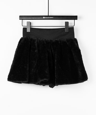 【 インパン裏地付き 】ポンポン付ファーフレアミニスカート ／ ponpon fur flare mini skirt