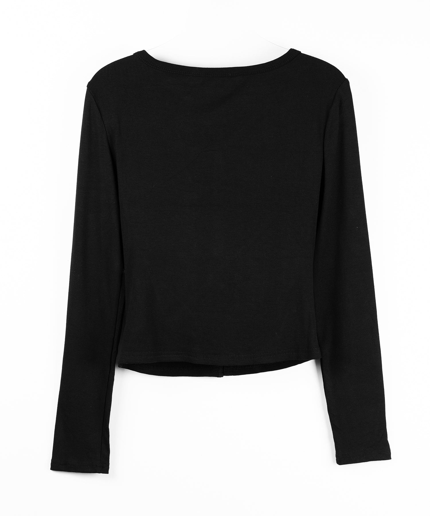 フロントリボンレースレイヤード長袖リブカーディガン ／front ribbon lace layered long-sleeve rib cardigan