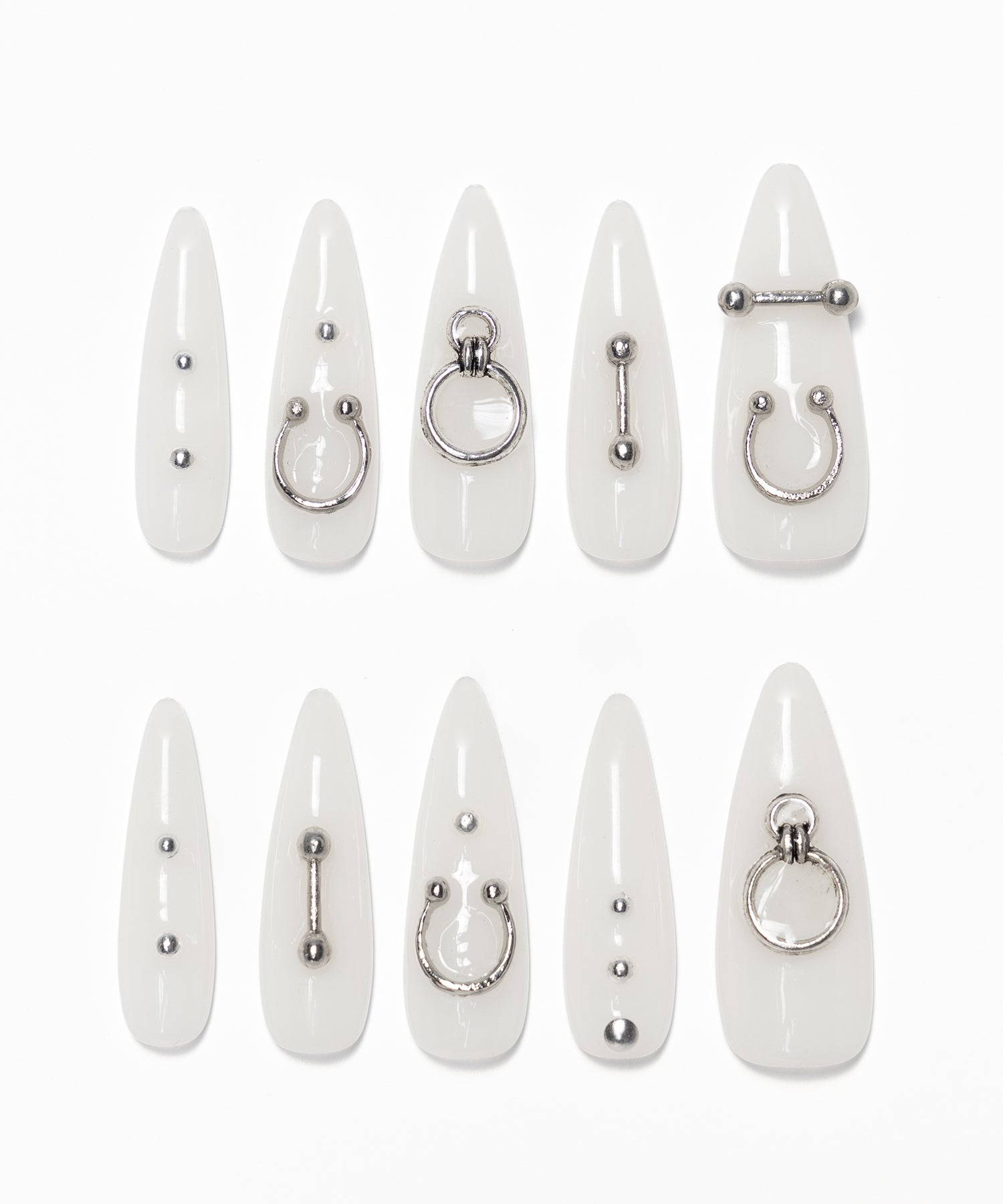 ボディピアスデザインロングネイルチップ ／ body pierce design long nail tips