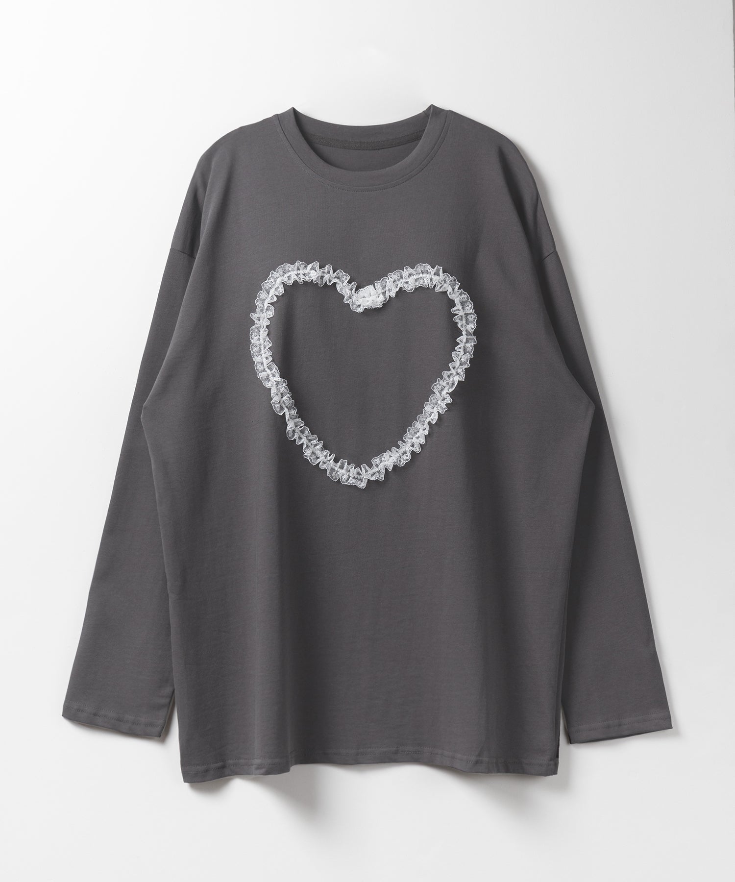 【 ３color 】ハートレースビッグロンＴ ／ heart lace BIG long sleeve T-shirt