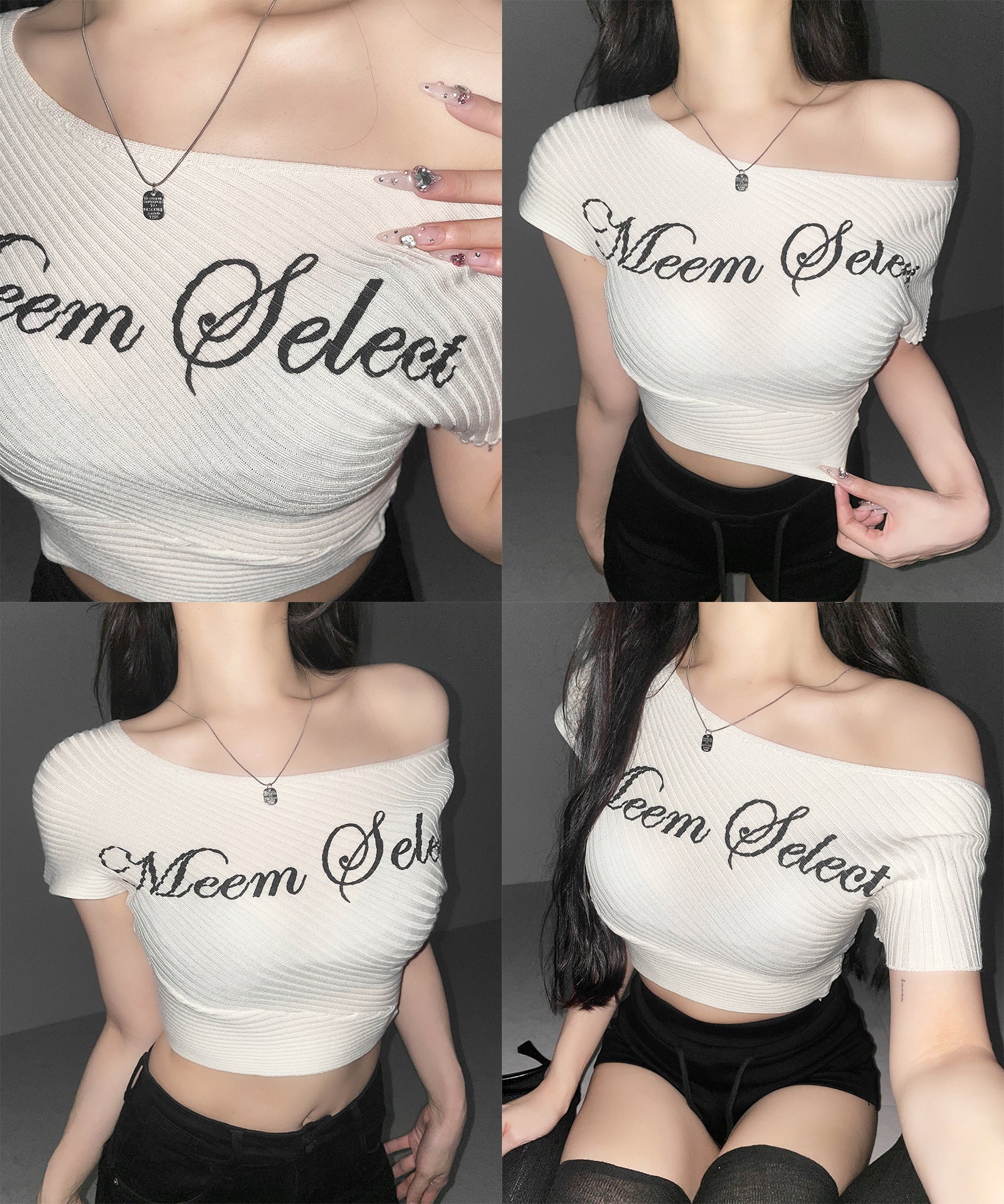 レタリングロゴワンショルリブニット ／ lettering logo oneshoulder lib knit