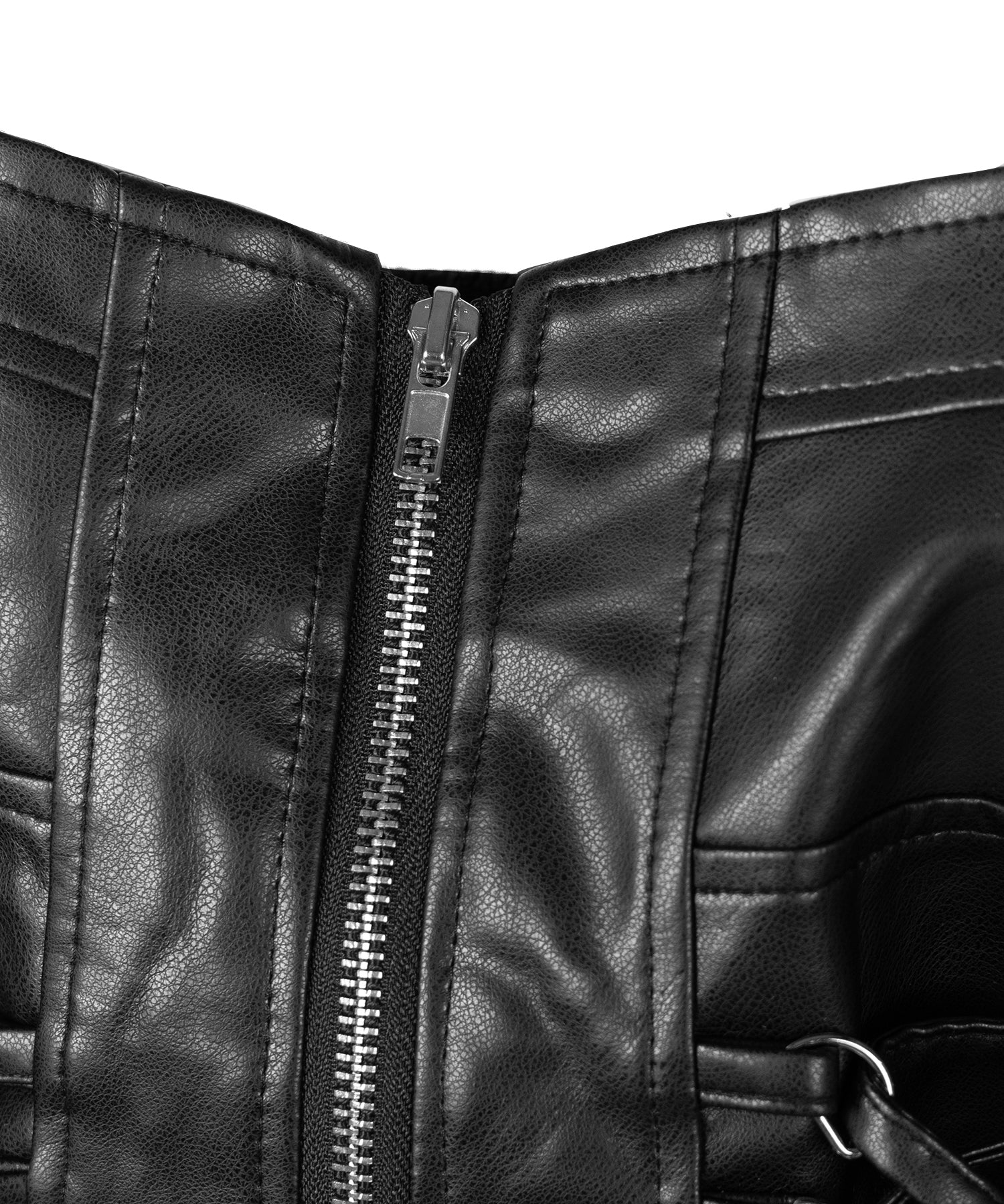 ダブルリボンレースアップフェイクレザーショートビスチェ ／ double ribbon laceup fake leather short bustier