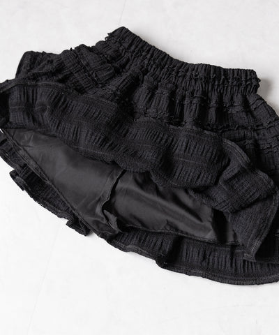 【 ２color ／インパン裏地付 】ティアードフリルミニスカート ／ tiered frill mini skirt